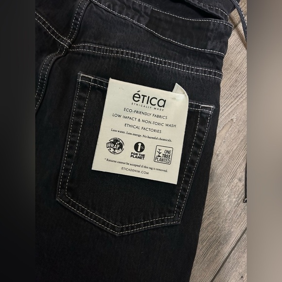 NWT ETICA Cami Halter Black Pearl Denim Jumpsuit Crop Wide Leg Size M - Picture 5 of 8